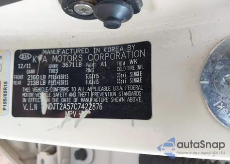 2012 Kia Soul from USA, damaged, VIN KNDJT2A57C7422876